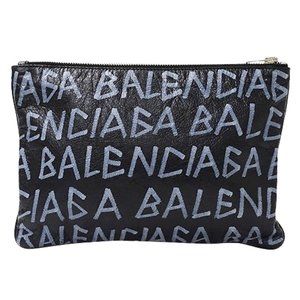 Balenciaga Graffiti Clutch Bag/Second Handbag with Carry Clip, Size M, Black ...